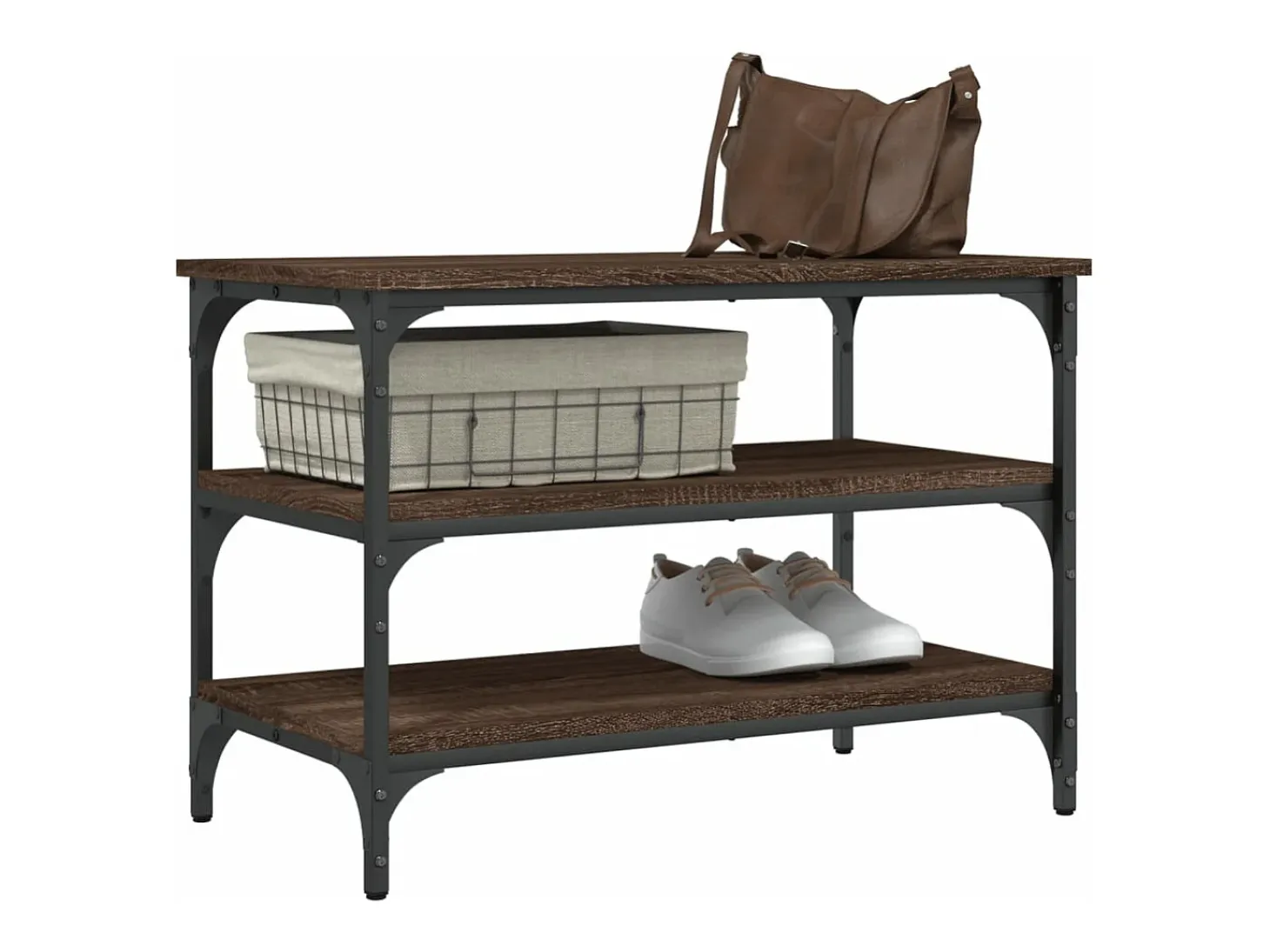 Banco zapatero madera de ingeniería roble marrón 70x38,5x49 cm ES200963