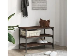 Banco zapatero madera de ingeniería roble marrón 70x38,5x49 cm ES200963
