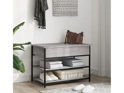 Banco zapatero madera de ingeniería gris Sonoma 70x42,5x50 cm ES882299