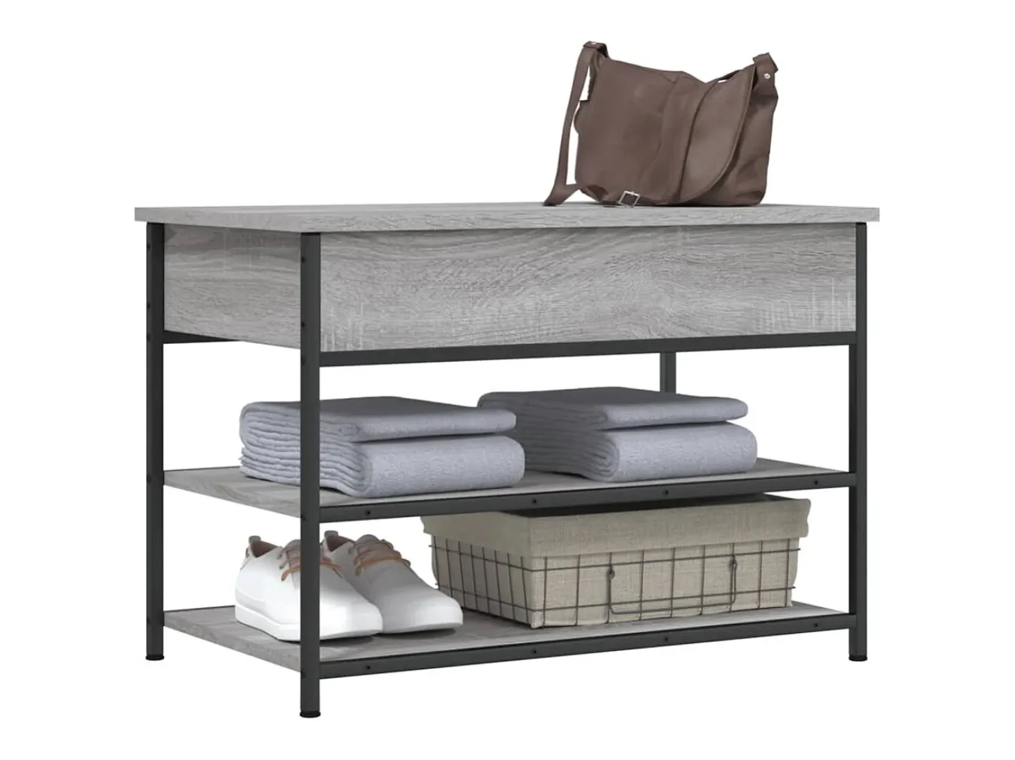 Banco zapatero madera de ingeniería gris Sonoma 70x42,5x50 cm ES882299