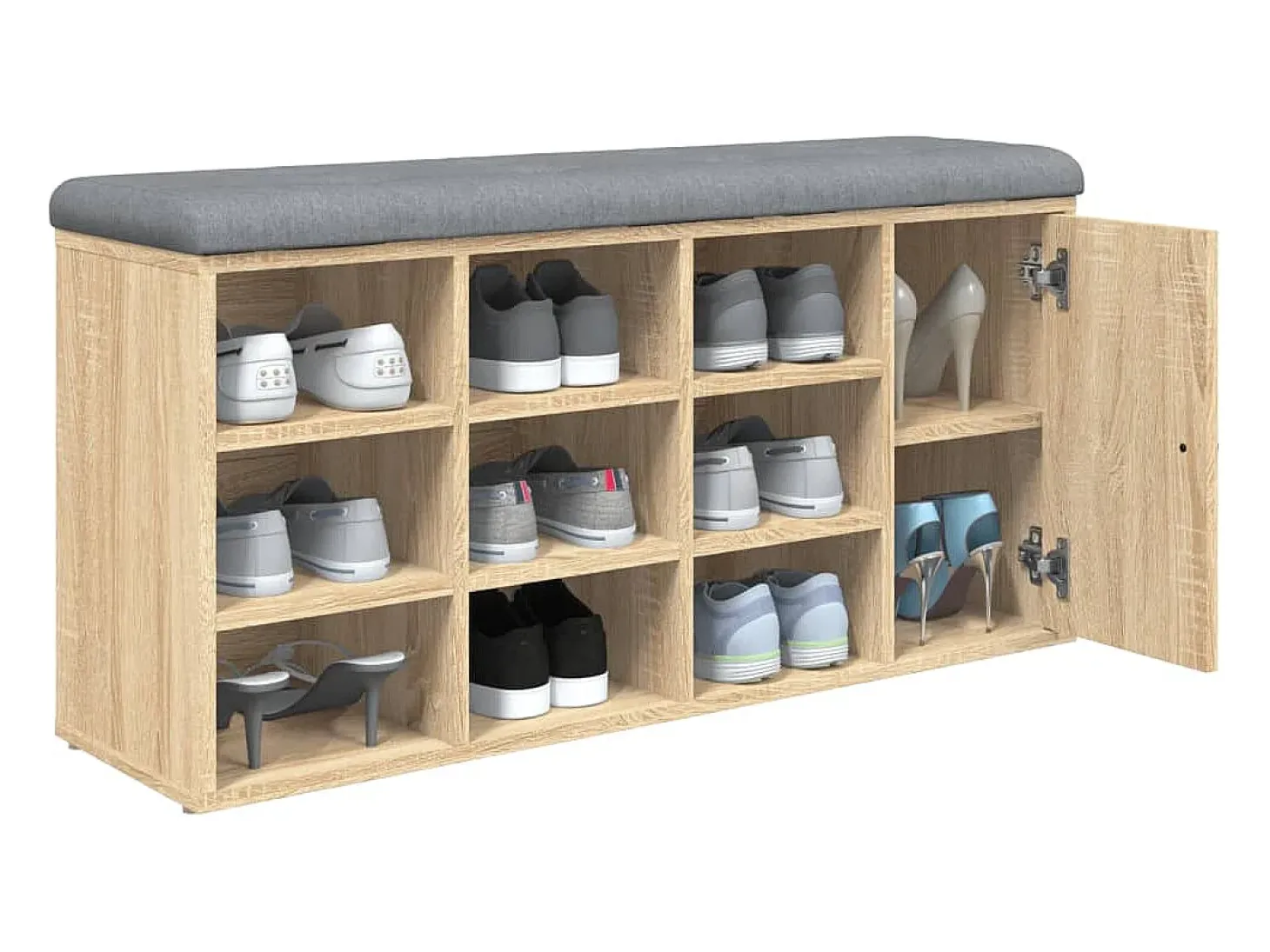 Banco zapatero madera de ingeniería roble Sonoma 102x32x50 cm