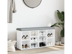 Banco zapatero madera de ingeniería blanco 102x32x50 cm ES648131