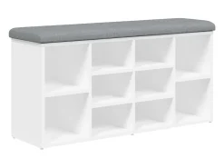 Banco zapatero madera de ingeniería blanco 102x32x50 cm ES648131