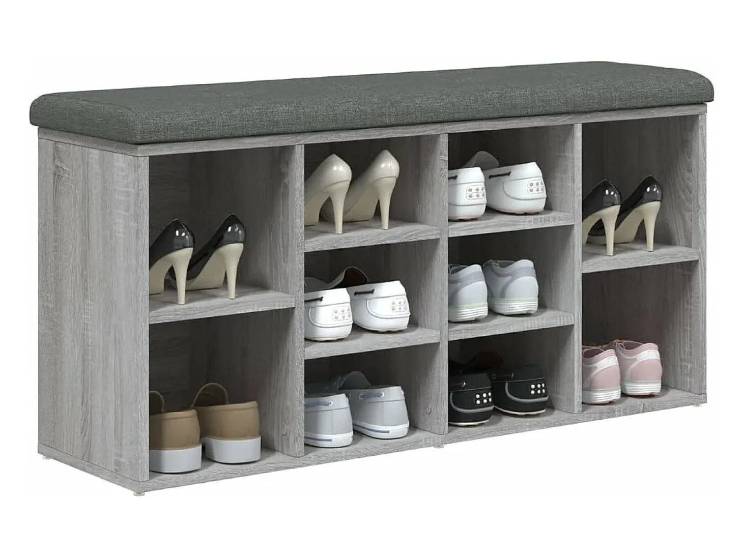 Banco zapatero madera de ingeniería gris Sonoma 102x32x50 cm ES541916