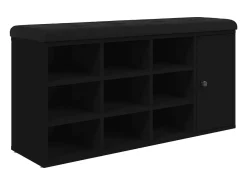 Banco zapatero madera de ingeniería negro 102x32x50 cm ES309073