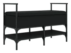 Banco zapatero madera de ingeniería negro 85,5x42x57,5 cm ES746475