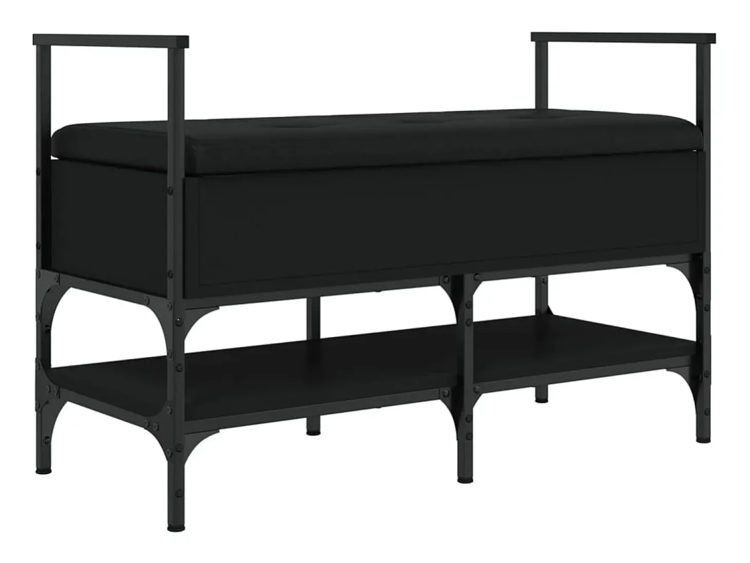 Banco zapatero madera de ingeniería negro 85,5x42x57,5 cm ES746475