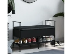 Banco zapatero madera de ingeniería negro 85,5x42x57,5 cm ES746475
