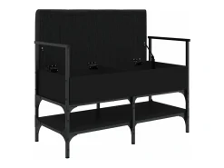 Banco zapatero madera de ingeniería negro 85,5x42x57,5 cm ES746475