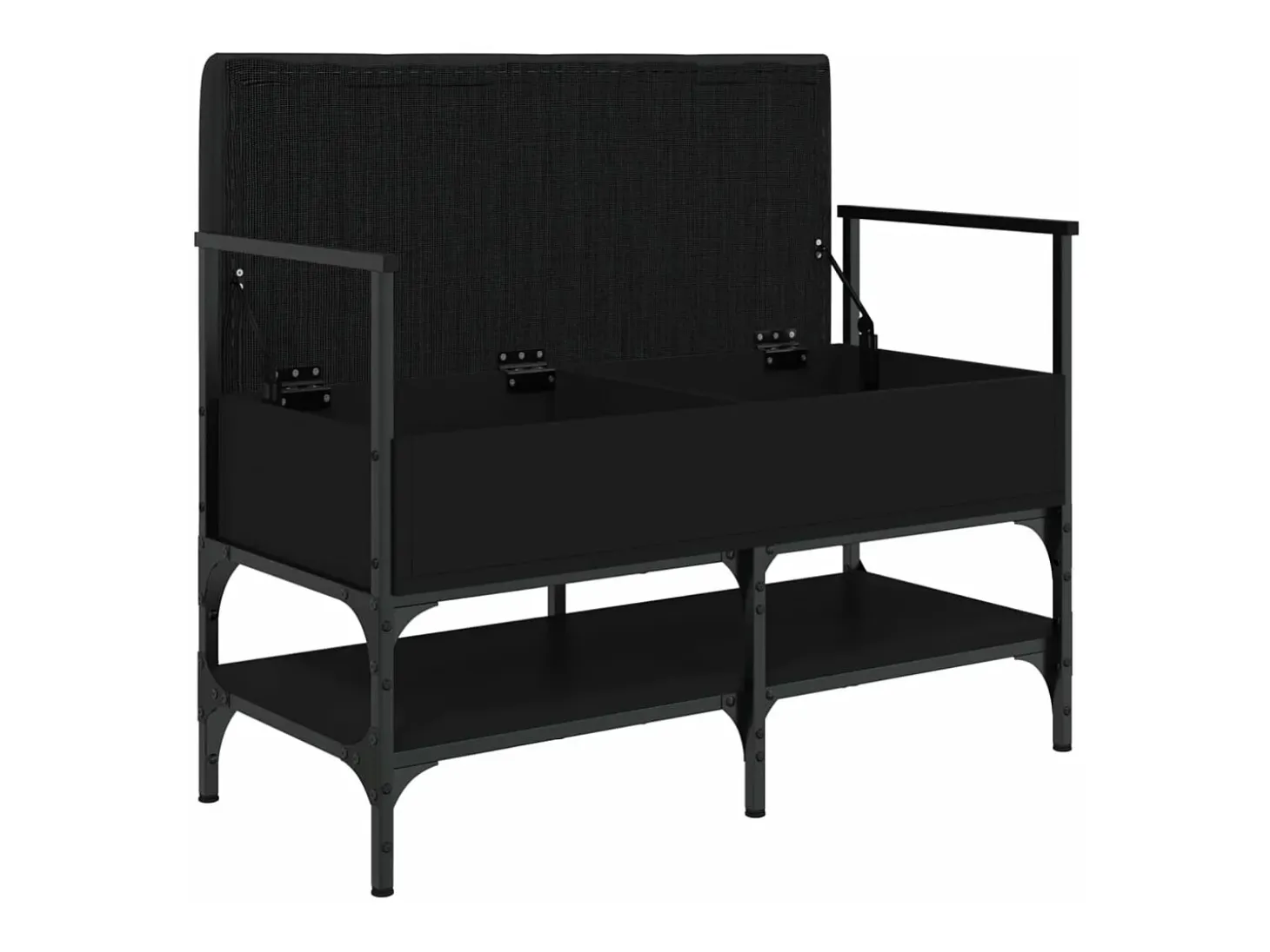 Banco zapatero madera de ingeniería negro 85,5x42x57,5 cm ES746475