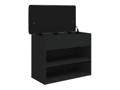 Banco zapatero madera de ingeniería negro 62x32x50 cm ES875241