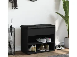 Banco zapatero madera de ingeniería negro 62x32x50 cm ES875241