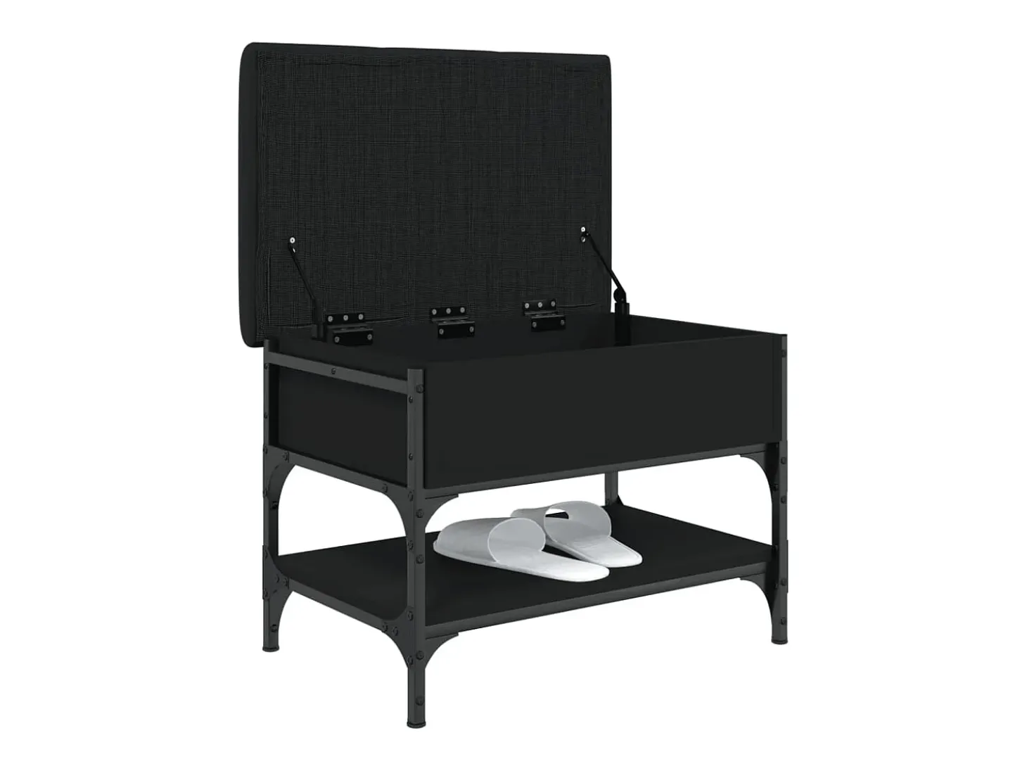 Banco zapatero madera de ingeniería negro 62x42x45 cm ES403401