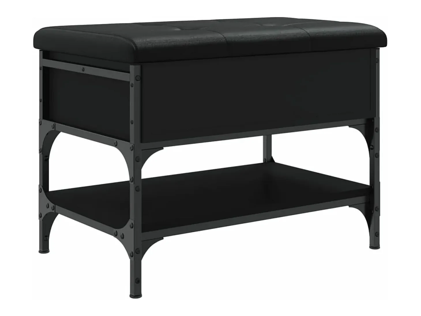 Banco zapatero madera de ingeniería negro 62x42x45 cm ES403401