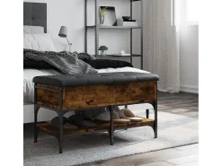 Banco zapatero madera de ingeniería roble ahumado 82x42x45 cm ES597430