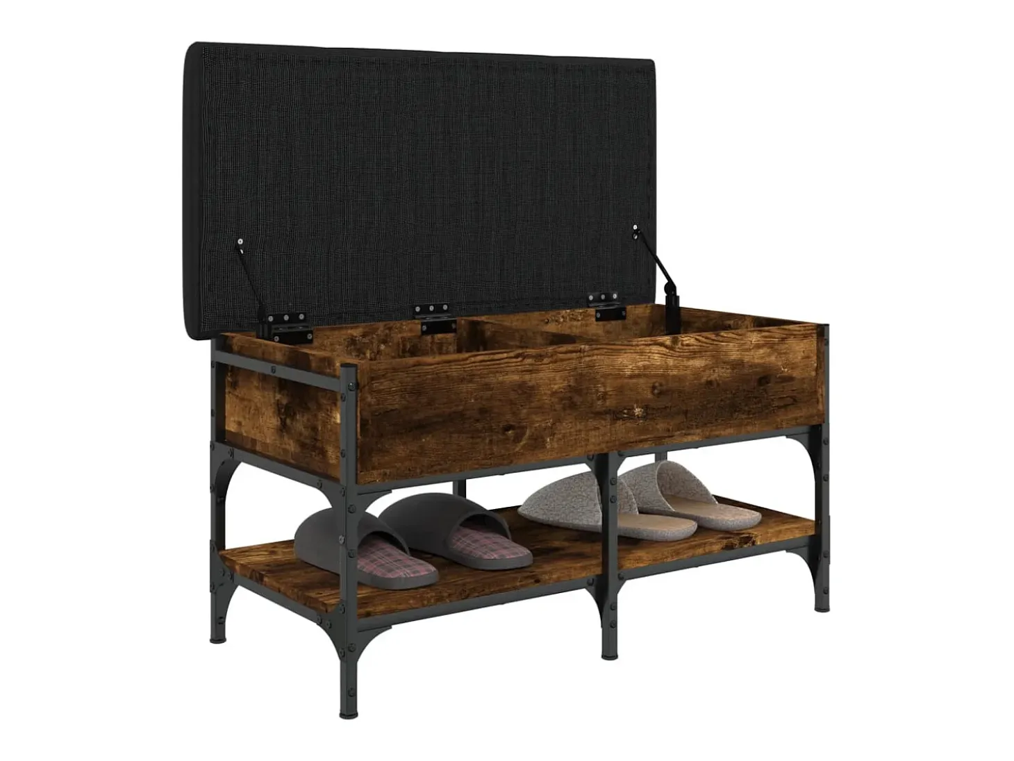 Banco zapatero madera de ingeniería roble ahumado 82x42x45 cm ES597430