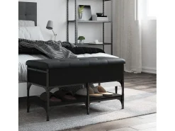 Banco zapatero madera de ingeniería negro 82x42x45 cm ES639315