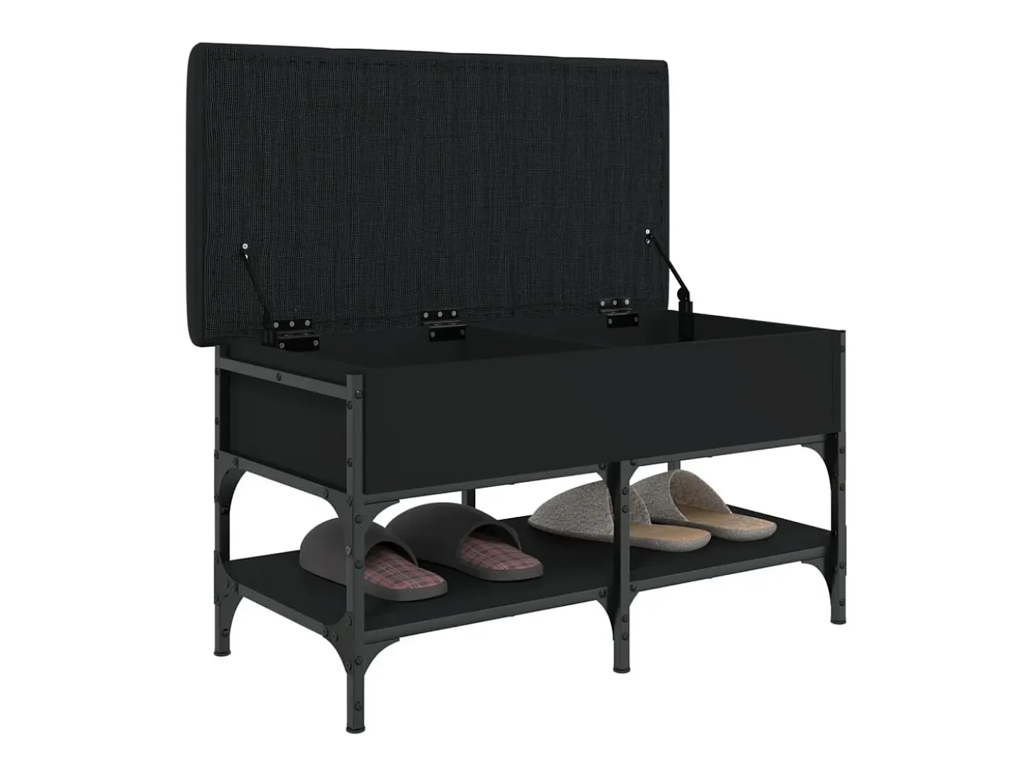 Banco zapatero madera de ingeniería negro 82x42x45 cm ES639315