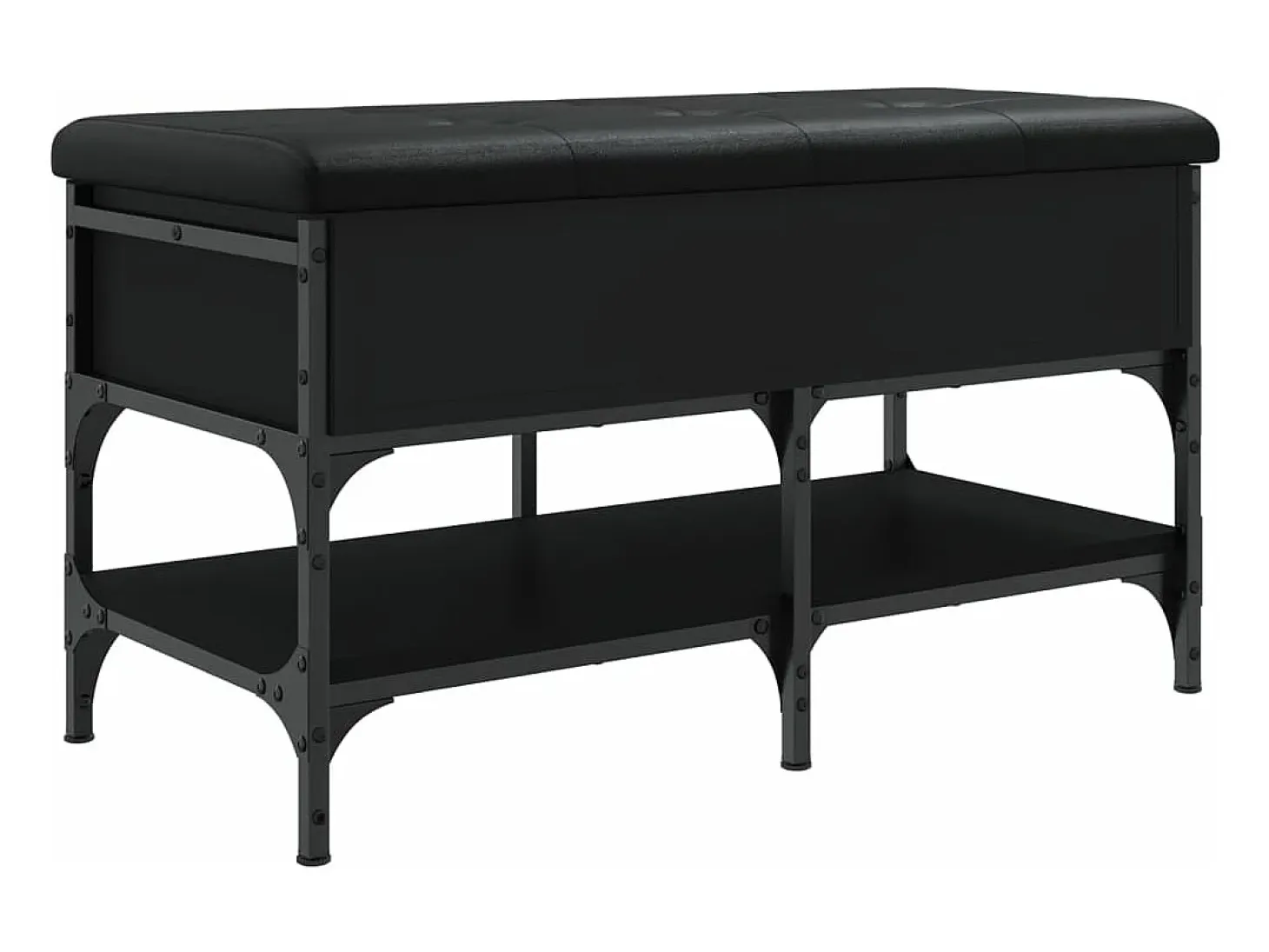 Banco zapatero madera de ingeniería negro 82x42x45 cm ES639315