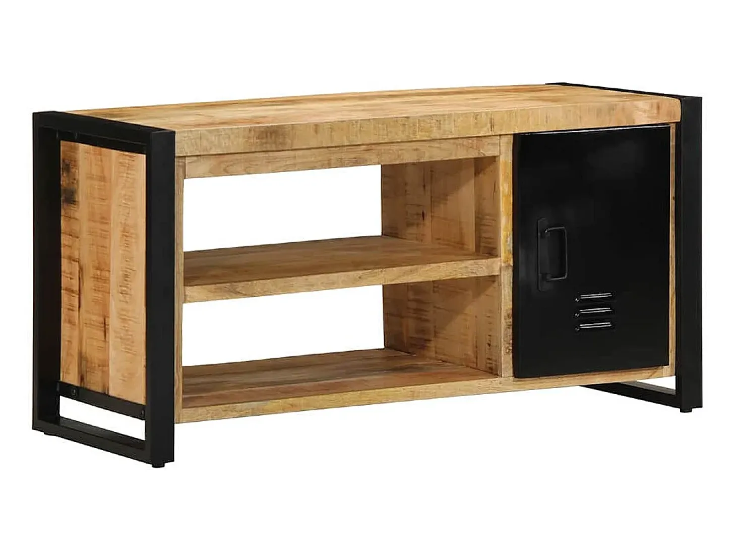 Banco zapatero marrón de madera maciza de mango