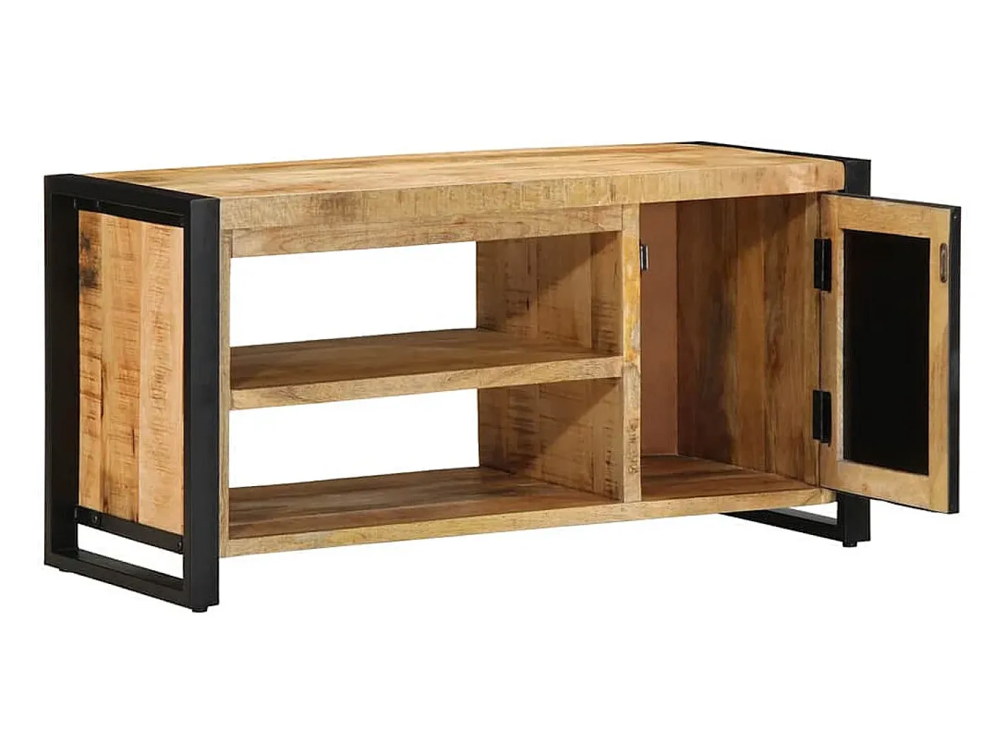 Banco zapatero marrón de madera maciza de mango