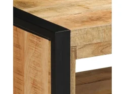 Banco zapatero marrón de madera maciza de mango