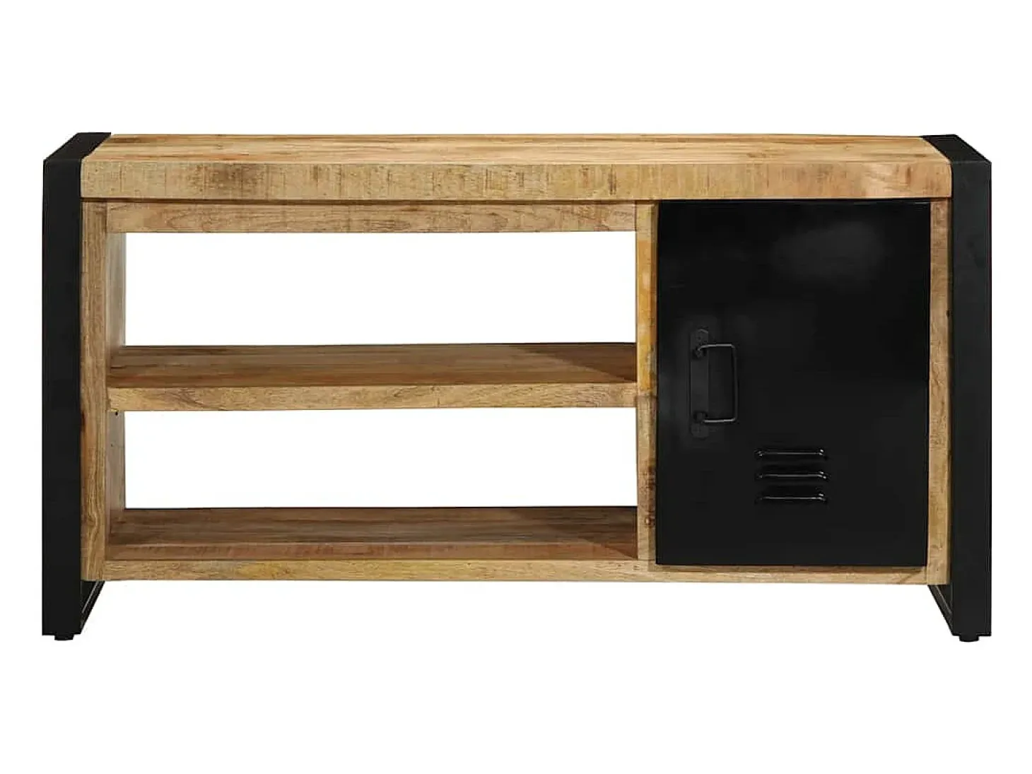 Banco zapatero marrón de madera maciza de mango