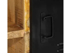 Banco zapatero marrón de madera maciza de mango