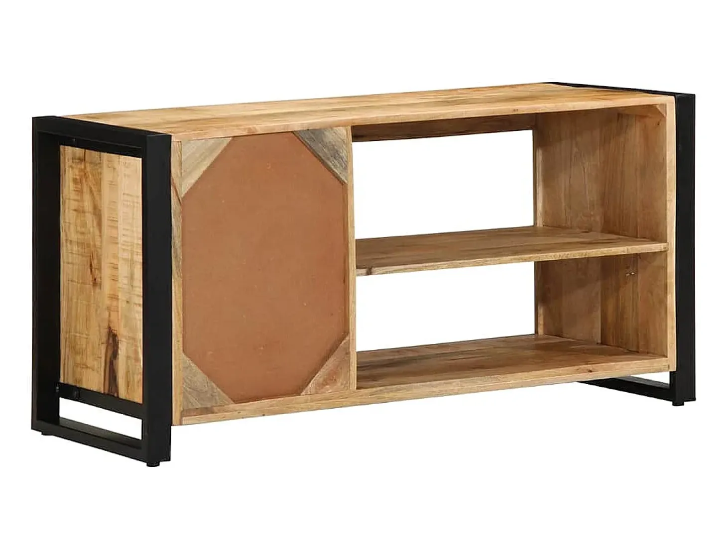 Banco zapatero marrón de madera maciza de mango