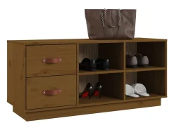 Banco Zapatero Marrón Miel 100x34x45 cm Madera Maciza de Pino