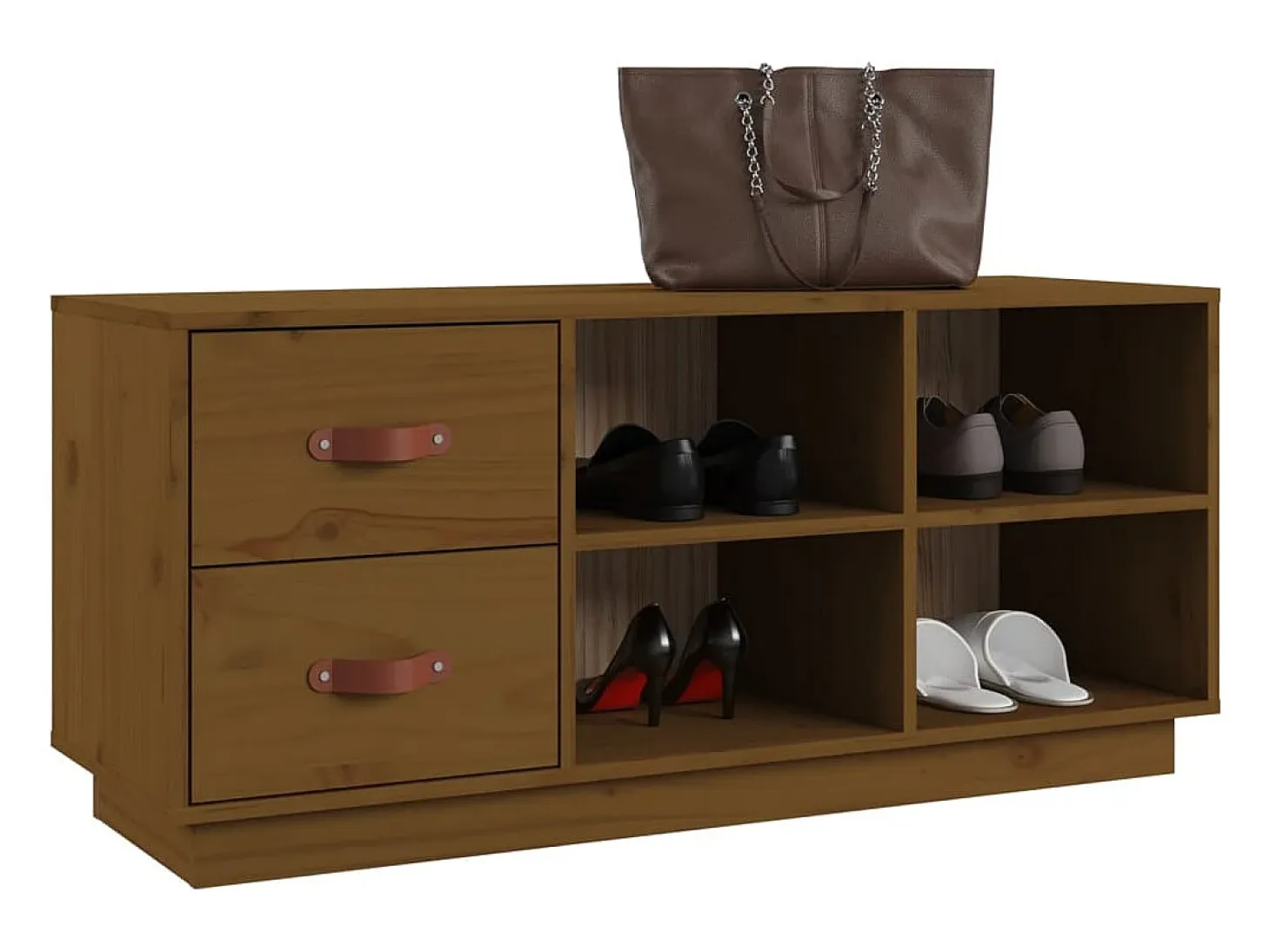 Banco Zapatero Marrón Miel 100x34x45 cm Madera Maciza de Pino