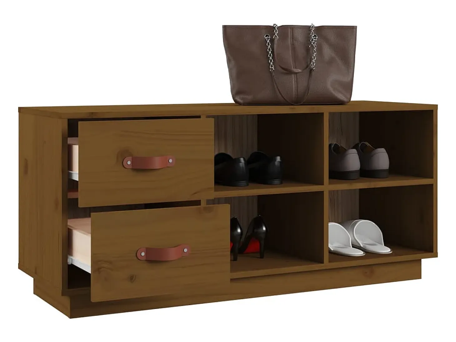 Banco Zapatero Marrón Miel 100x34x45 cm Madera Maciza de Pino