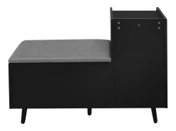 Banco zapatero moderno - 100 x 34 x 68,5 cm - con 3 puertas y cojín - aglomerado - negro