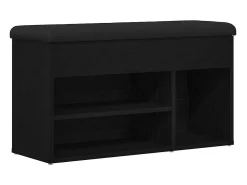 Banco zapatero negro 80 x 30 x 45 cm Madera de ingeniería