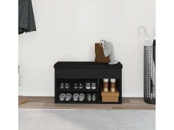 Banco zapatero negro 80 x 30 x 45 cm Madera de ingeniería