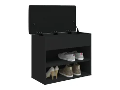 Banco zapatero negro 62x32x50 cm madera de ingeniería