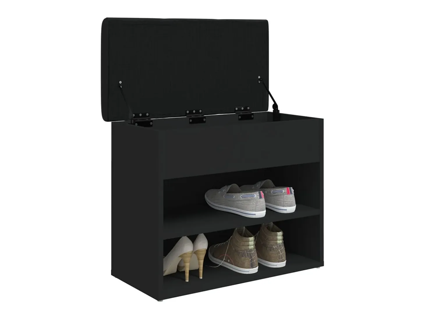 Banco zapatero negro 62x32x50 cm madera de ingeniería