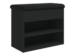 Banco zapatero negro 62x32x50 cm madera de ingeniería
