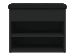 Banco zapatero negro 62x32x50 cm madera de ingeniería