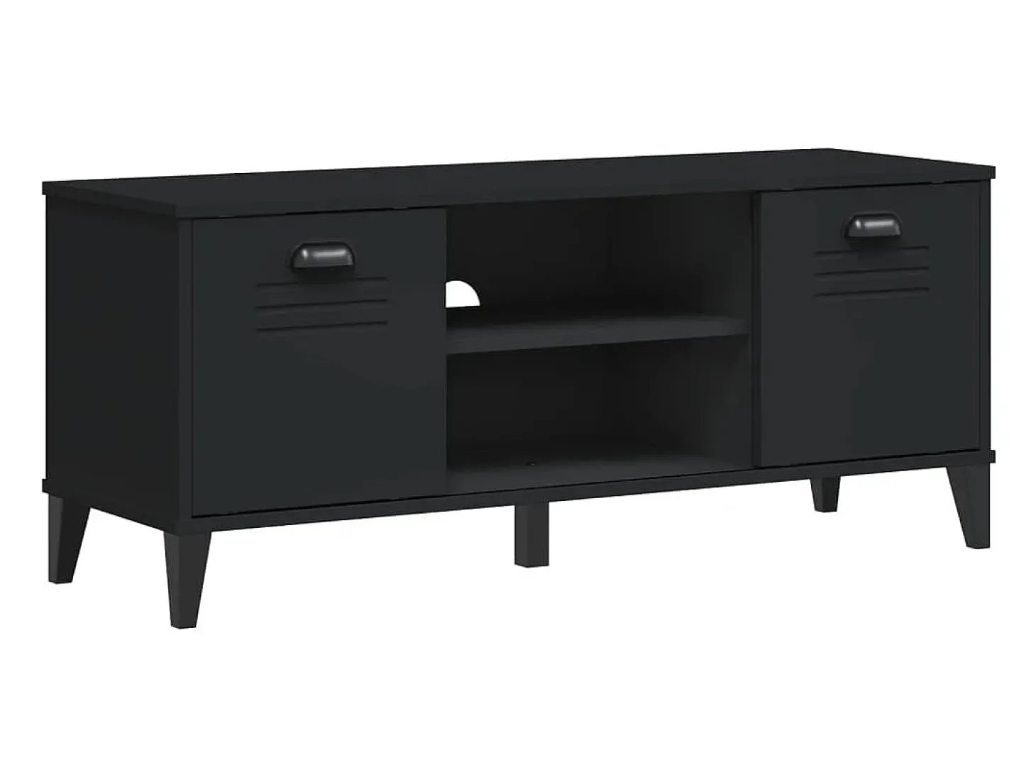 Banco zapatero negro 106x35x45 cm madera maciza de pino