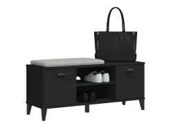 Banco zapatero negro 106x35x45 cm madera maciza de pino