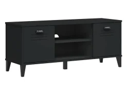 Banco zapatero negro 106x35x45 cm madera maciza de pino