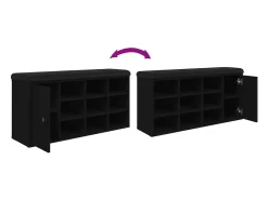 Banco zapatero negro 102x32x50 cm madera de ingeniería