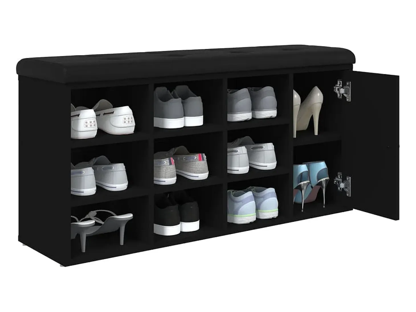 Banco zapatero negro 102x32x50 cm madera de ingeniería
