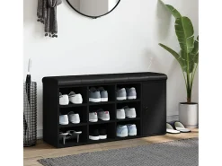 Banco zapatero negro 102x32x50 cm madera de ingeniería