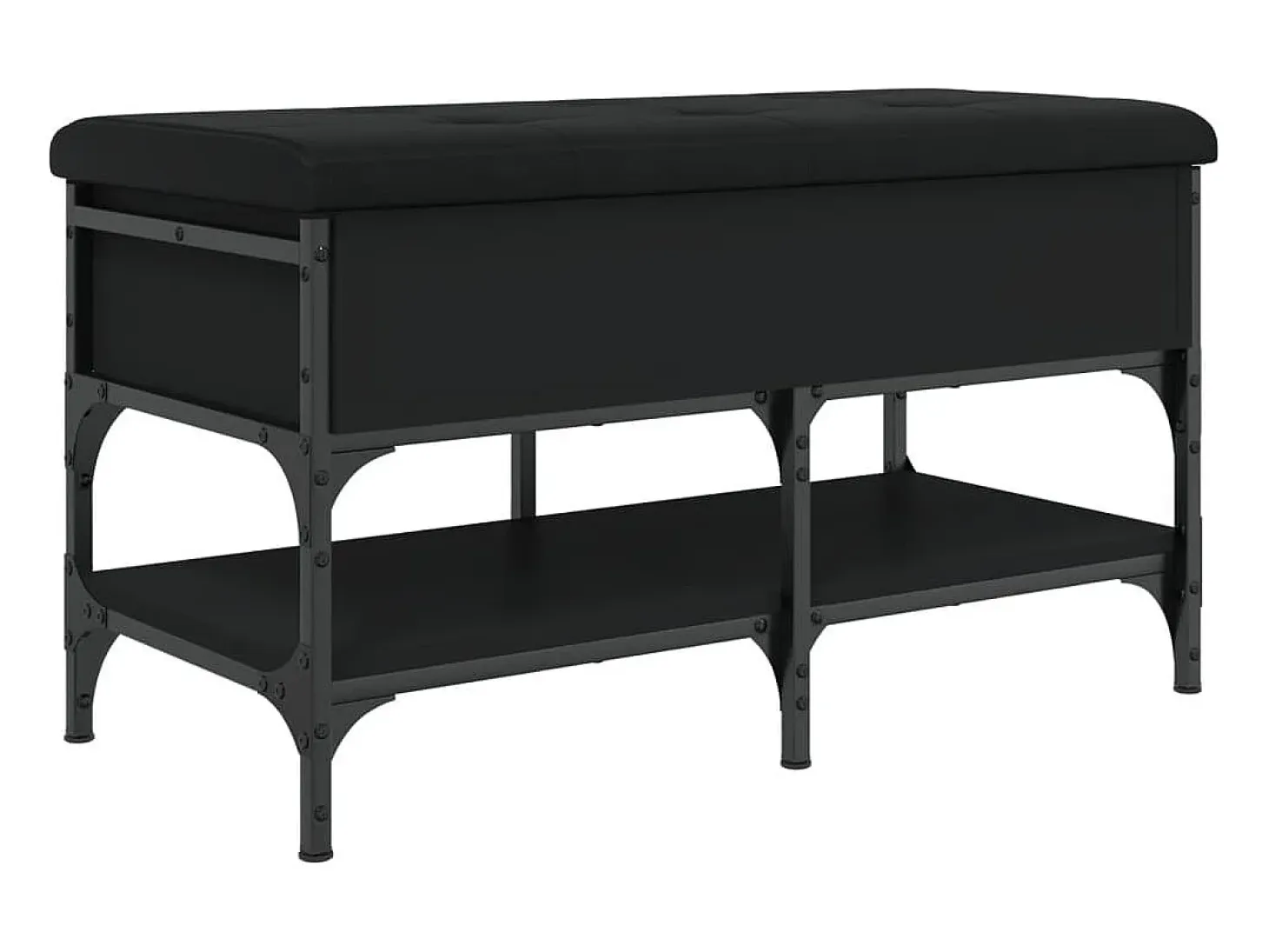 Banco zapatero negro 82x42x45 cm madera de ingeniería