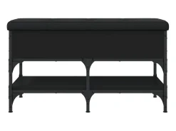 Banco zapatero negro 82x42x45 cm madera de ingeniería
