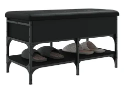 Banco zapatero negro 82x42x45 cm madera de ingeniería