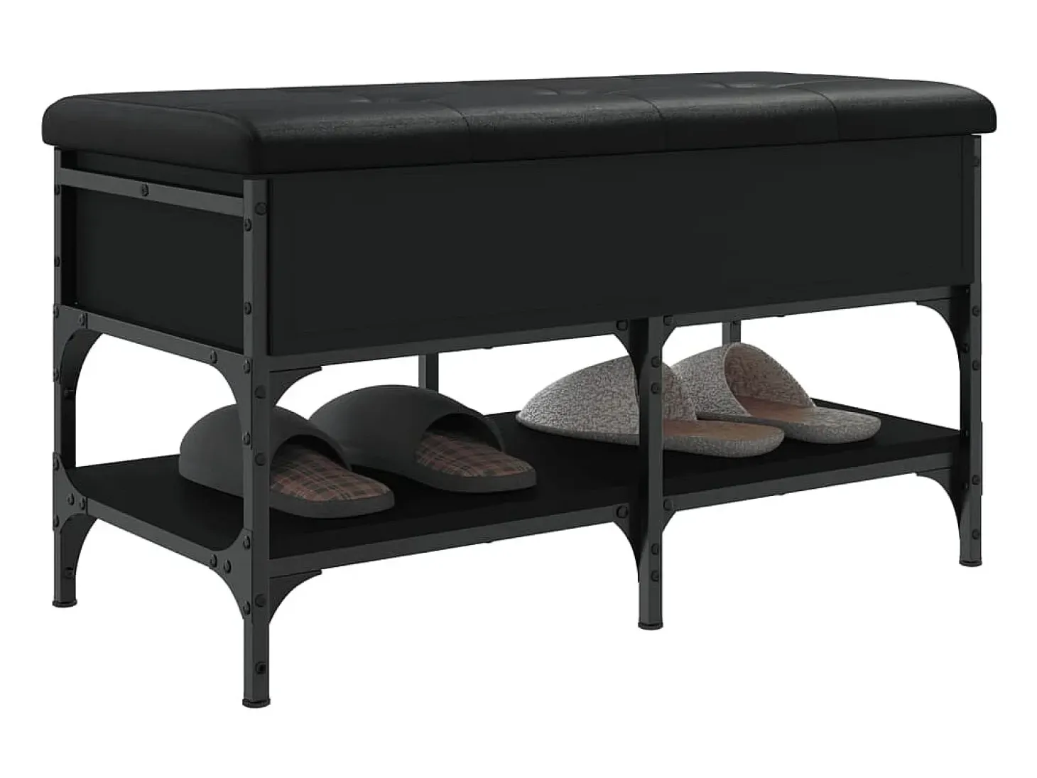 Banco zapatero negro 82x42x45 cm madera de ingeniería