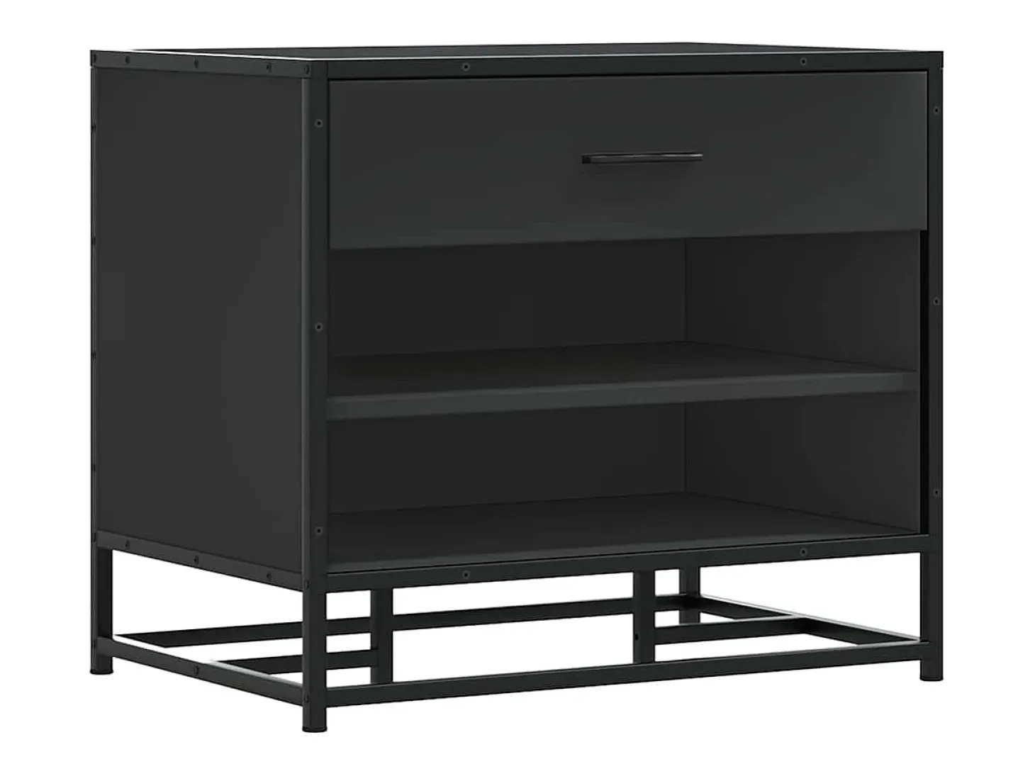 Banco zapatero negro 60x40x53,5 cm madera contrachapada y metal